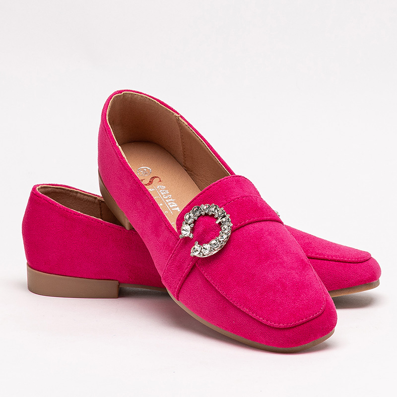 OUTLET Жіночі мокасини кольору Fuchsia з орнаментом з цирконів Amorinso - Взуття