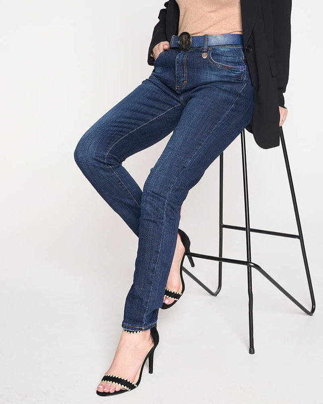 Прямі жіночі джинси темно-сині - Одяг