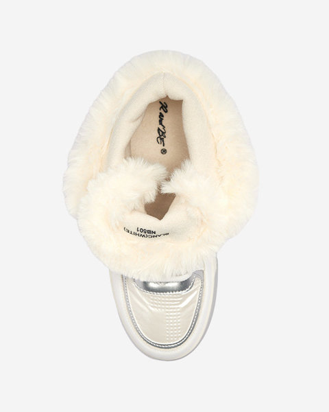 Білі жіночі черевики на шнурівці а-ля снігоступи - Ojilen