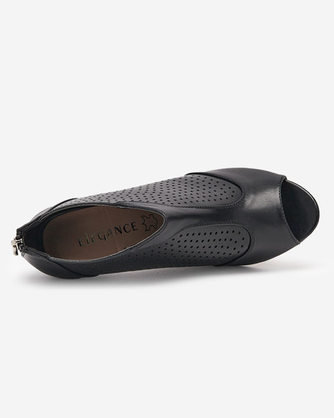 Чорні жіночі ажурні босоніжки на шпильці Somigo-Shoes