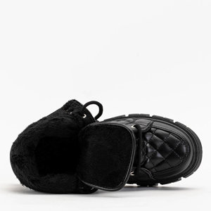 Чорні жіночі черевики зі стьобаною фактурою Hemony