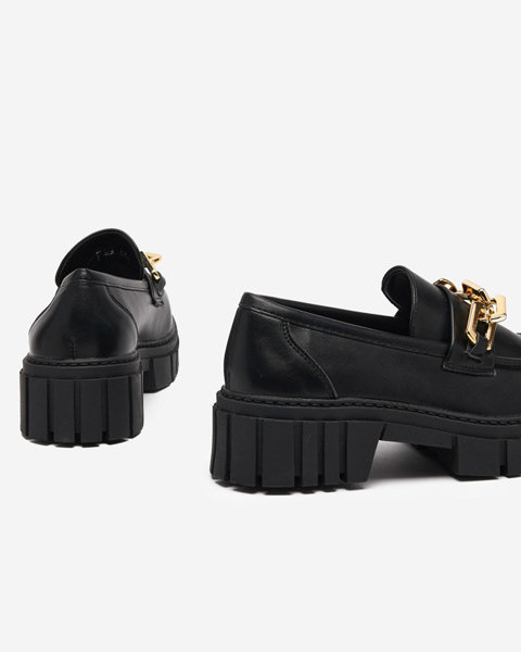 Чорні жіночі туфлі з золотистим доповненням Plirose - Взуття
