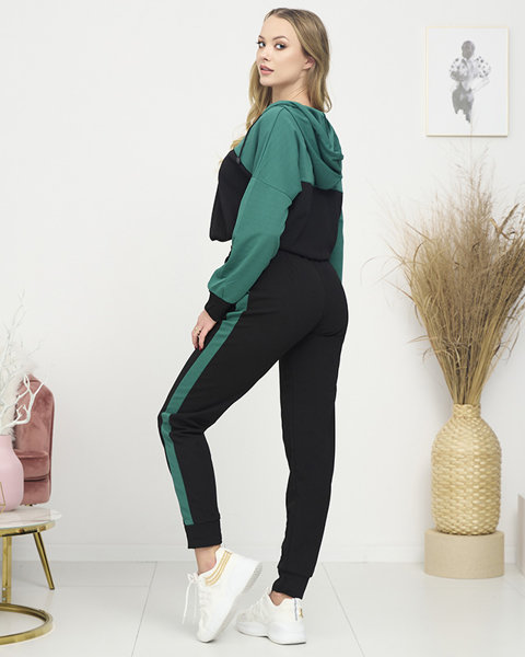Чорний і темно-зелений жіночий комплект світшотів - Одяг
