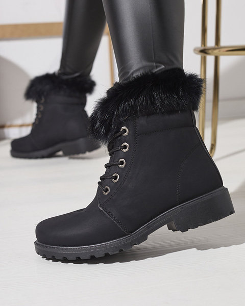 Класичні жіночі черевики а-ля траппер чорного кольору Lausa- Footwear