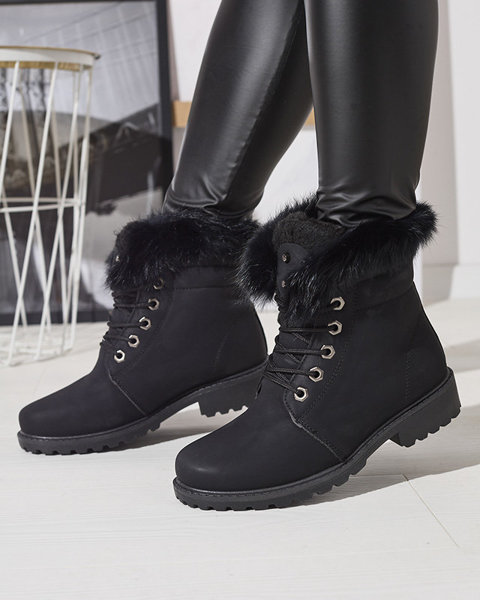 Класичні жіночі черевики а-ля траппер чорного кольору Lausa- Footwear