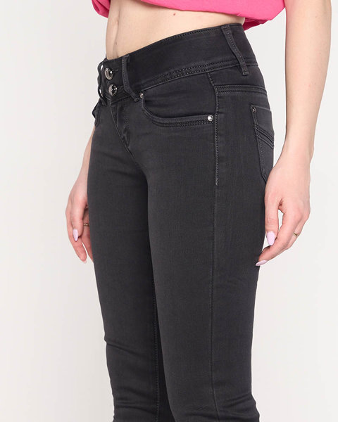 Класичні жіночі чорні джинси з низькою талією - Одяг