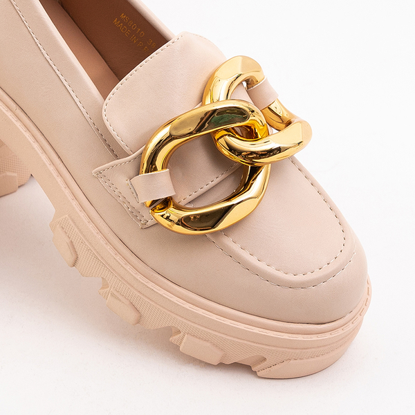 OUTLET Бежеві туфлі з золотим орнаментом Lygia - Взуття