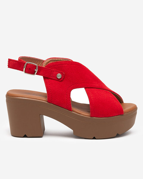 OUTLET Червоні жіночі еко замшеві босоніжки на посту Mihele - Взуття