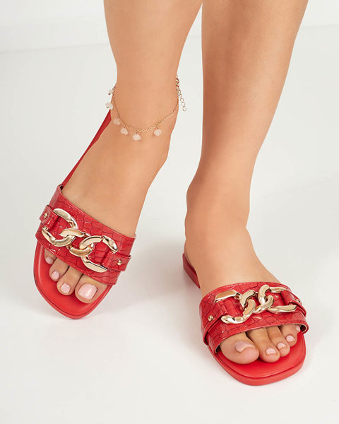 OUTLET Червоні жіночі тапочки з ланцюжком Meritala - Взуття