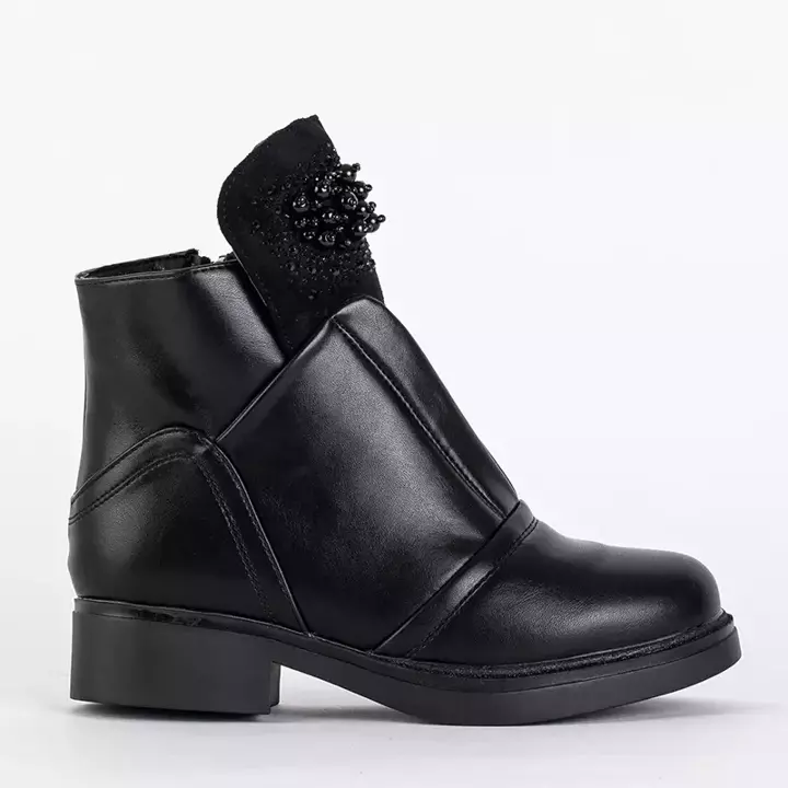OUTLET Чорні дитячі чоботи з перлами Bemiso - Взуття