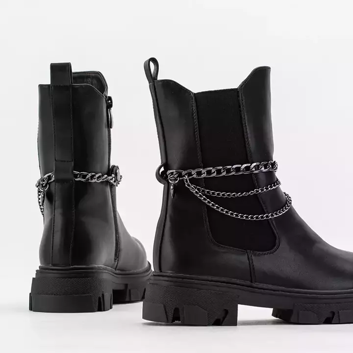 OUTLET Чорні жіночі чоботи з ланцюжком Ignesqa - Взуття