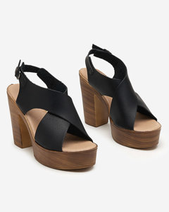 OUTLET Чорні жіночі сандалі на високому стовпі Feridi - Взуття