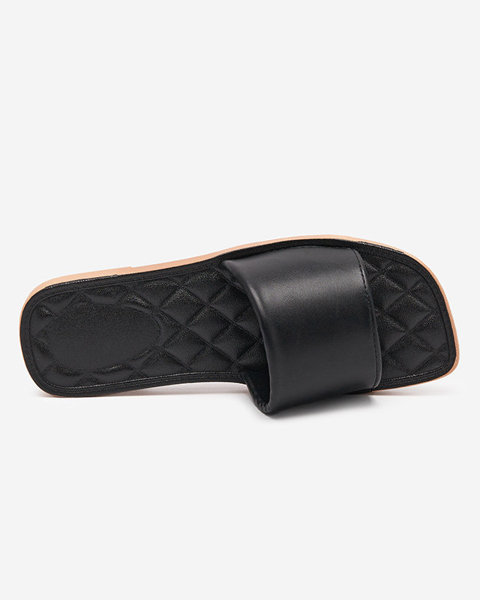 OUTLET Чорні жіночі тапочки з екошкіри зі стьобаною вставкою Parekis - Взуття