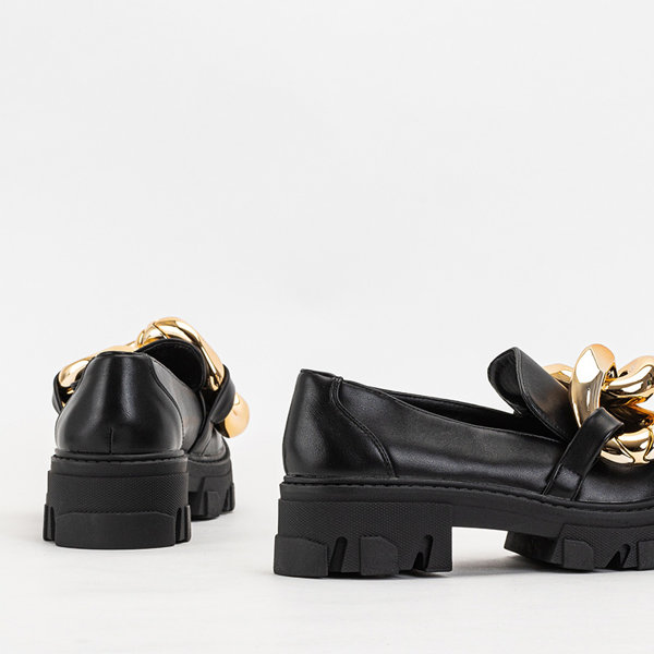 OUTLET Чорні жіночі туфлі із золотим ланцюжком Kesoni - Взуття