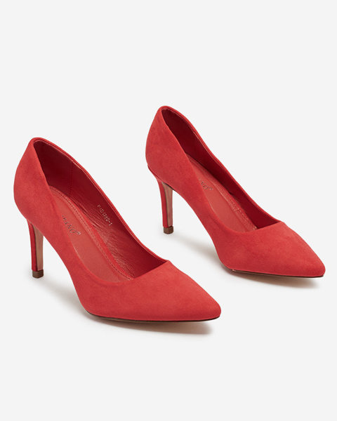 OUTLET Класичні жіночі туфлі на шпильці з загостреним носком червоного кольору Qerma- Footwear