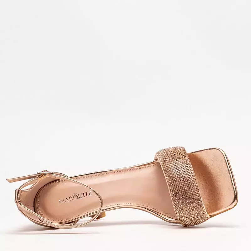 OUTLET Рожево-золоті жіночі босоніжки на високому каблуці Enedi - Взуття