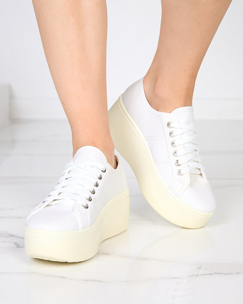 OUTLET Спортивні кросівки білого та кольору екрю на платформі Darru-Footwear