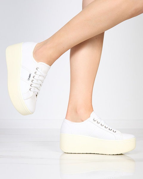 OUTLET Спортивні кросівки білого та кольору екрю на платформі Darru-Footwear