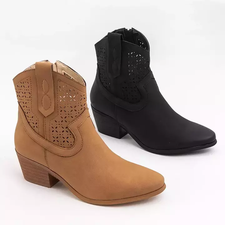 OUTLET Світло -коричневі жіночі ажурні ковбойські черевики Orias - Взуття