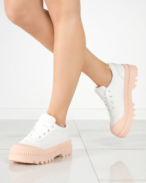 OUTLET Жіночі білі кросівки на рожевій підошві Comp - Взуття