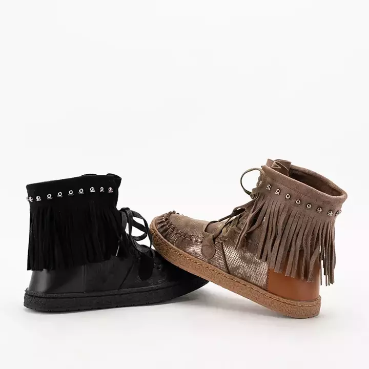 OUTLET Жіночі коричневі снігові черевики з бахромою Medisal - Взуття