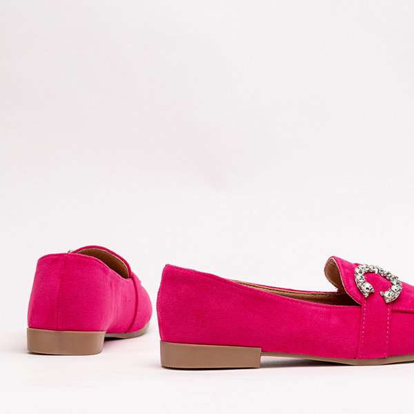 OUTLET Жіночі мокасини кольору Fuchsia з орнаментом з цирконів Amorinso - Взуття