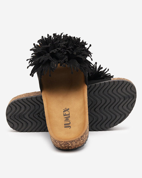 OUTLET Жіночі тапочки з тканинним орнаментом чорного кольору Ailli- Footwear