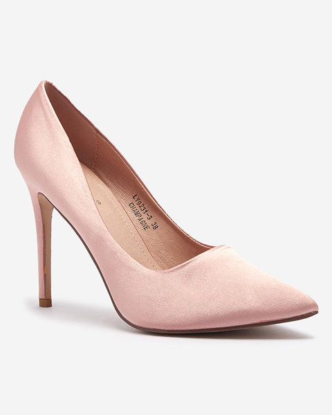 Рожеві жіночі атласні туфлі-човники на високій шпильці Norija - Взуття