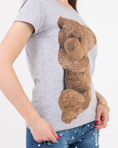 Сіра жіноча футболка з ведмедиком