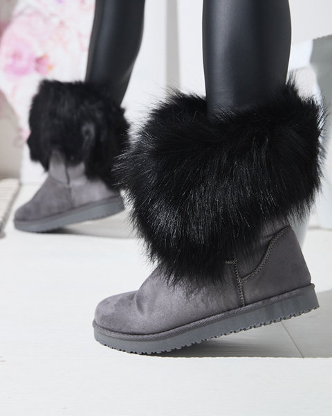 Сірі жіночі снігові черевики з асиметричним верхом і хутром Vetora - Взуття