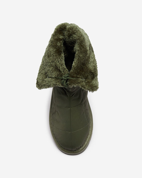 Темно-зелені жіночі черевики а-ля снігоступи Amirfu- Взуття