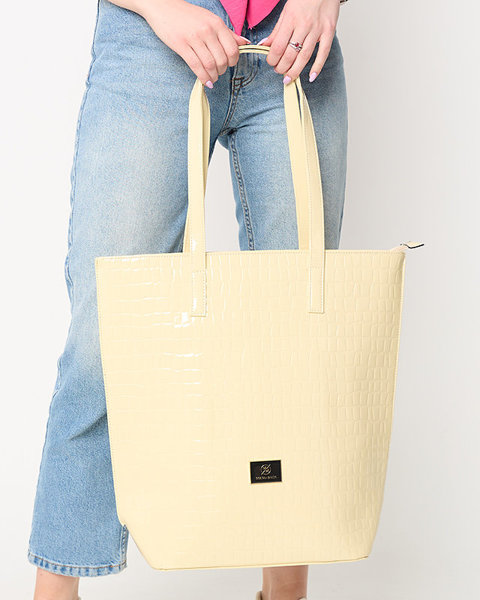 Жіноча лакована сумка-шоппер з тисненням екрю - Аксесуари