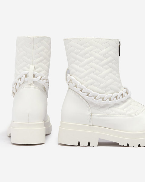Жіночі білі стьобані черевики з ланцюжком Gecila - Взуття