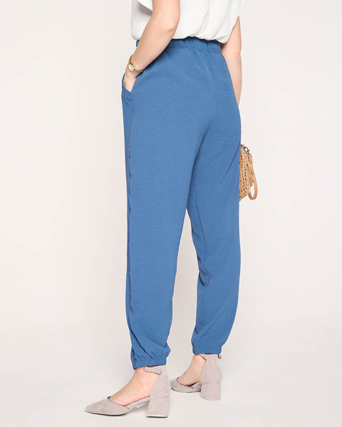 Жіночі тканинні штани синього кольору PLUS SIZE - Одяг
