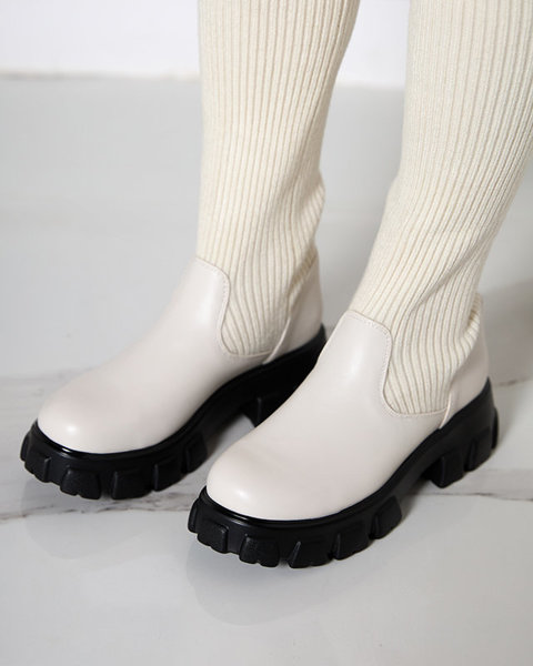 Жіночі високі черевики-сліпони в кольорі екрю Alerpi- Footwear